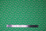 Flat swatch green fabric (green fabric with tiny white cartoon/illustrative style mice tossed allover)