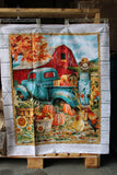 Full swatch pumpkin patch panel (patch and scarecrow with blue truck and red barn)
