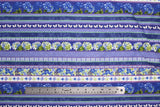 Flat swatch hydrangea themed fabric in Blue Striped