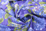 Swirled swatch hydrangea themed fabric in Blue Hydrangeas & Writing