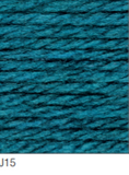 Swatch of Amazon Super Chunky yarn in shade J15 (bright turquoise blue/green shade)