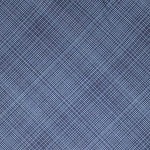 Square swatch hey mister fabric (dark blue fabric with medium blue diagonally crossing lines allover)