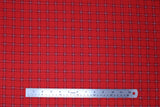 Flat swatch wild at heart fabric (bright red fabric with dark red and white plaid lines/squares)