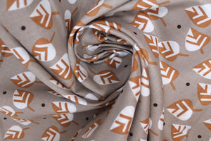 Group swatch small leaves printed fabric in various colours