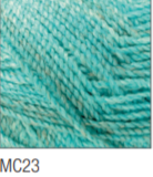 Swatch of Marble Chunky yarn in shade MC23 (light turquoise blue with twists)