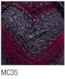 Swatch of Marble Chunky yarn in shade MC35 (light to dark grey, fuchsia with twists) 