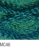 Swatch of Marble Chunky yarn in shade MC46 (blue and green medium shades with twists)