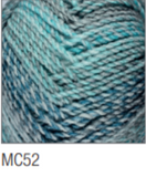 Swatch of Marble Chunky yarn in shade MC52 (faded light blue shades with twists)