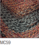 Swatch of Marble Chunky yarn in shade MC59 (grey and faded coral shades with twists)