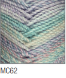 Swatch of Marble Chunky yarn in shade MC62 (white and pale light blue/purple shades with twists)