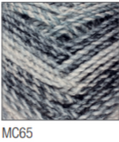 Swatch of Marble Chunky yarn in shade MC65 (light to dark grey shades with twists)