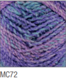 Swatch of Marble Chunky yarn in shade MC72 (light to dark purple shades, blue with twists)