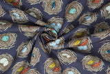 Print "Nest Dot" from the Birds Of A Feather collection, twisted to show drape and texture.