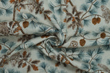 Print "Owlswick" from the Woodland Blooms collection, twisted to show drape and texture.