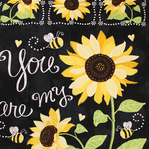Square swatch you are my sunshine panel (bees, sunflowers)