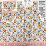 Square swatch apron panel (pink/blue flowers on white)