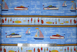 Flat swatch lake themed panel in lake life (cartoon boats and fish)