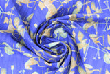 Swirled swatch weathervane fabric (royal blue fabric with gold weathervane toppers allover in rooster, horse, and eagle with arrows and directional letters)