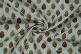 Print "Pinecones" from the Woodland Blooms collection, twisted to show drape and texture.