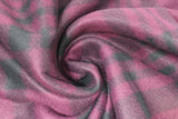 Swirled swatch plum plaid fabric (medium grape purple fabric with large faded black/purple plaid lines)