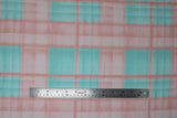 Flat swatch cotton candy plaid (large square pale pink and teal plaid fabric)