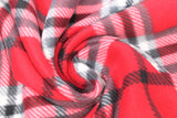 Swirled swatch strawberry plaid fabric (medium red, grey, black, white plaid in medium size)