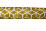 Outdoor upholstery fabrics in yellow celtic (yellow marbled fabric with white cube outline pattern)