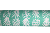 Outdoor polyester print in pineapples (mint blue/light turquoise fabric with white pineapple designs tiled) 