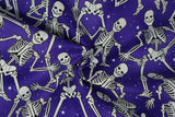 Print "Purple Skeleton Crew" from the Halloween Spirit collection , twisted to show drape and texture.