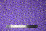 Flat swatch purple fabric (purple fabric with tiny tossed white little peeps and sheep allover with triangle style trees)