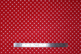 Flat swatch tiny florals fabric in vintage adventure (flower/grid on red)