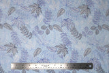 Flat swatch flower & plant print fabric in twilight enchantment (leaves on blue)