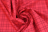 Swirled swatch gingham and plaid printed fabric in fireworks & freedom (red plaid)