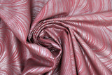Swirled swatch Swirls & Clouds printed fabric in pearlescent wave texture (burgundy)