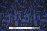 Flat swatch text print fabric in home of the free (family rules text on dark blue)