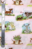 Flat swatch animal themed printed fabric in Puppy Love