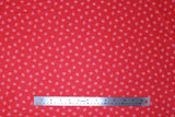 Flat swatch tiny florals fabric in park (small flowers on red)