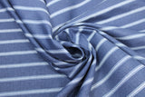 Swirled swatch lines & stripes printed fabric in Harry & Alice (dark blue)