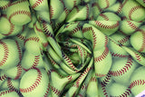 Swirled swatch baseballs printed fabric