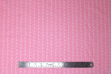 Flat swatch lines & stripes printed fabric in little dolly (white on pink)