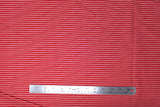 Flat swatch lines & stripes printed fabric in it's the berries (white stripe on red)