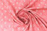 Swirled swatch pink hearts fabric (pink marbled fabric with white hearts allover with smaller red hearts within)