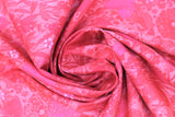 Swirled swatch red hearts & flowers fabric (bubblegum pink fabric with busy pink and pale red floral, leaves, hearts tossed allover)
