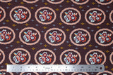 Flat swatch Bouquet in Circle on Brown print fabric