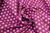 Swirled swatch Pink Spots on Burgundy fabric