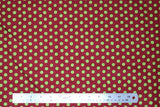 Flat swatch Green Spots on Burgundy fabric