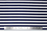 Flat swatch stripe printed fabric in Navy & White Stripes