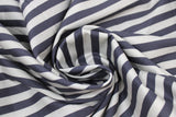 Swirled swatch black and grey fabric (medium thickness horizontal stripes in black and light grey alternating)