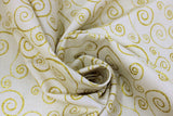 Swirled swatch Cream/Gold fabric (cream fabric with gold sparkly swirls allover)