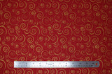 Flat swatch Red/Gold fabric (red fabric with gold sparkly swirls allover)
